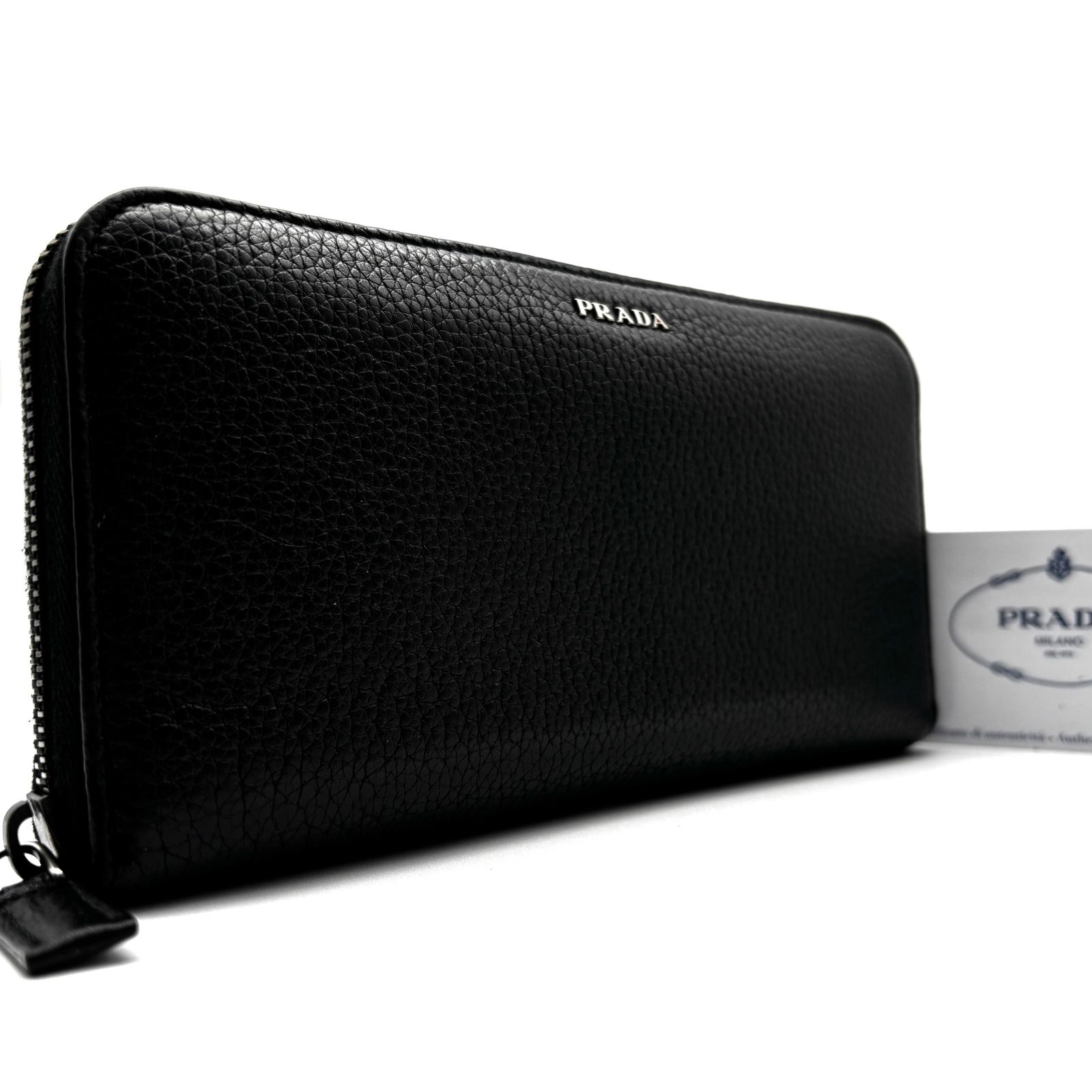 PRADA プラダ ジップアラウンドウォレット 長財布 メンズ レディース レザー 本革 シボ革 ロゴ金具 ブラック ビジネス 多収納 2 ML 317