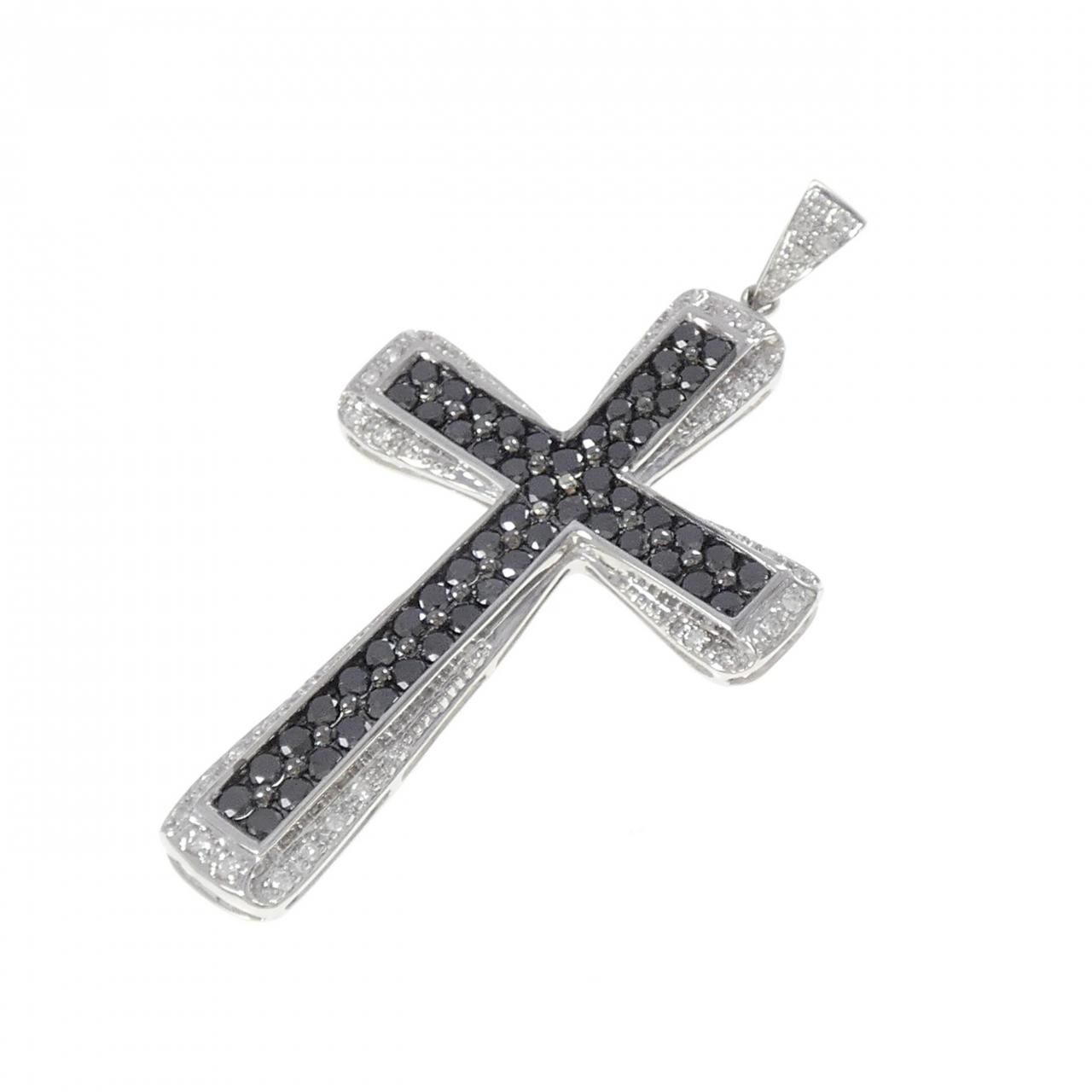 K 18 WG BG クロス ダイヤモンド ペンダント 2 00 CT