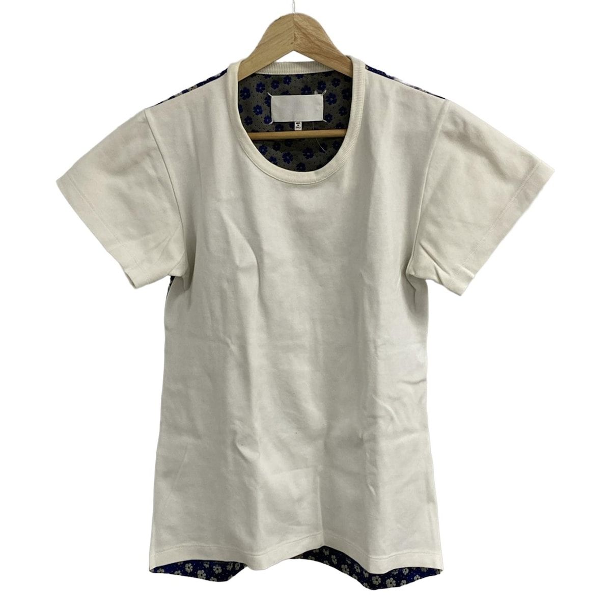 マルタンマルジェラ 半袖Tシャツ サイズXS レディース STJ 174 白 ブルー マルチ クルーネック 花柄 ペイント加工