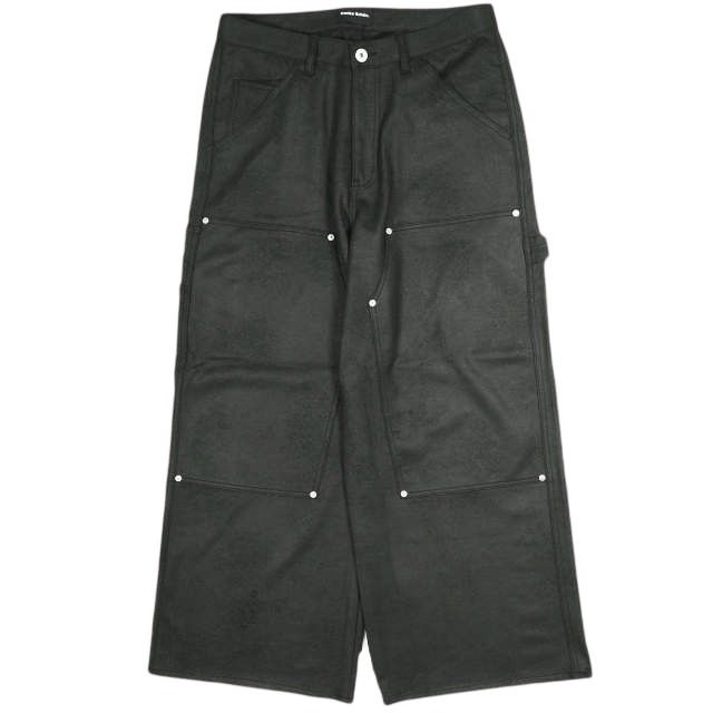 Danke Schon ダンケシェーン 25AW WEB＆限定 ECOSUEDE W-KNEE PANTS エコスエード ダブルニーパンツ UNS25118-OT L ブラック フェイクレザー ペインター ボトムス【新古品】【中古】【Danke Schon】 新品 Danke Schon ダンケシェーン 25AW WEB＆DEPOT限定 ECOSUEDE W