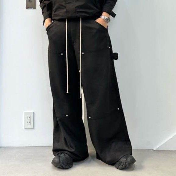 Danke Schon ダンケシェーン 25AW WEB＆限定 ECOSUEDE W-KNEE PANTS エコスエード ダブルニーパンツ UNS25118-OT L ブラック フェイクレザー ペインター ボトムス【新古品】【中古】【Danke Schon】 新品 Danke Schon ダンケシェーン 25AW WEB＆DEPOT限定 ECOSUEDE W