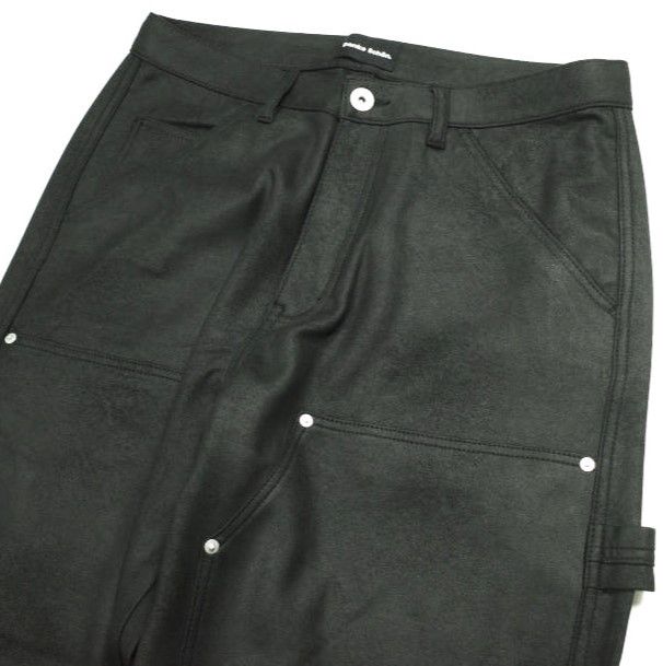 Danke Schon ダンケシェーン 25AW WEB＆限定 ECOSUEDE W-KNEE PANTS エコスエード ダブルニーパンツ UNS25118-OT L ブラック フェイクレザー ペインター ボトムス【新古品】【中古】【Danke Schon】 新品 Danke Schon ダンケシェーン 25AW WEB＆DEPOT限定 ECOSUEDE W