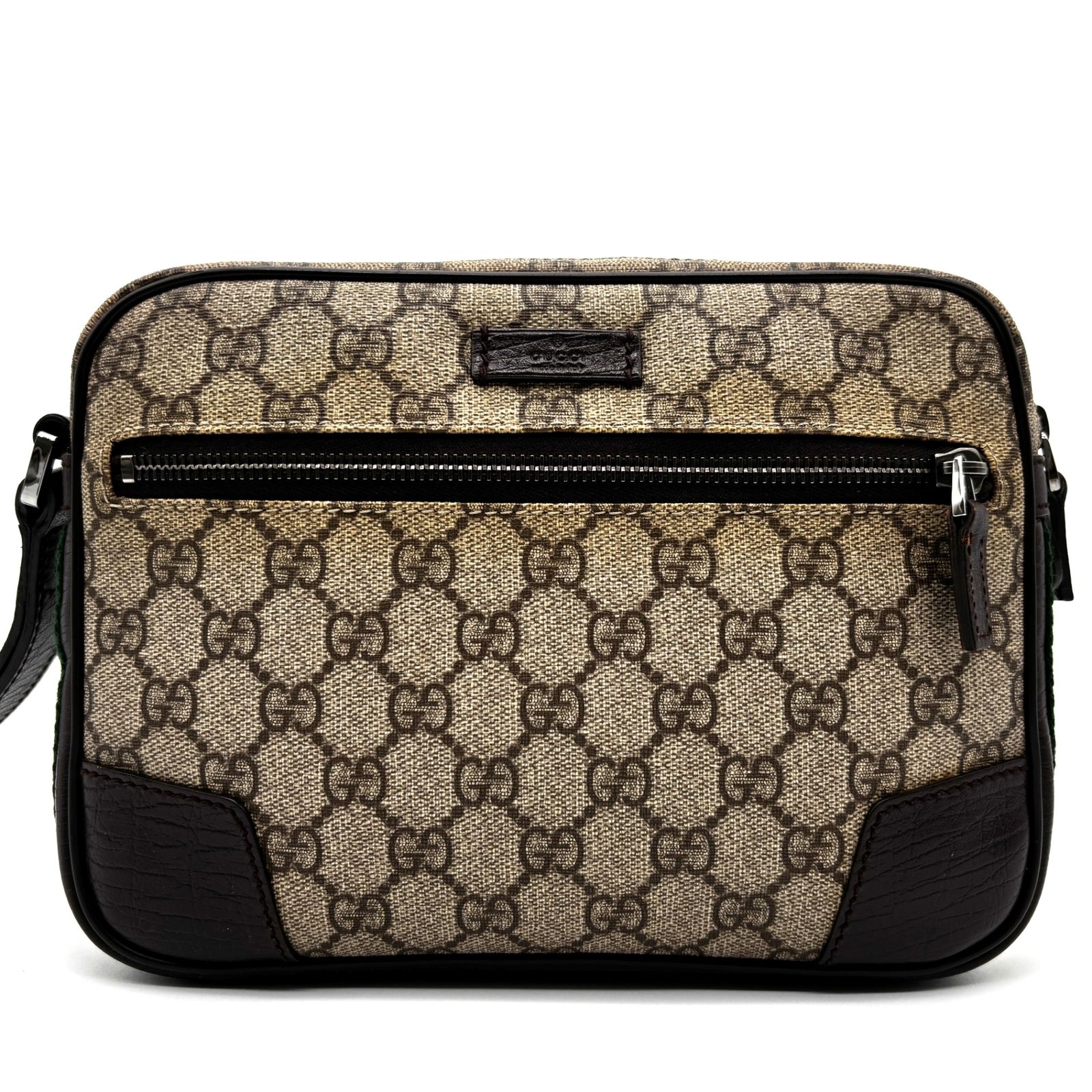 GUCCI グッチ クラッチバッグ シェリーライン GGスプリーム ロゴプレート PVC レザー メンズ 手持ち ベージュ