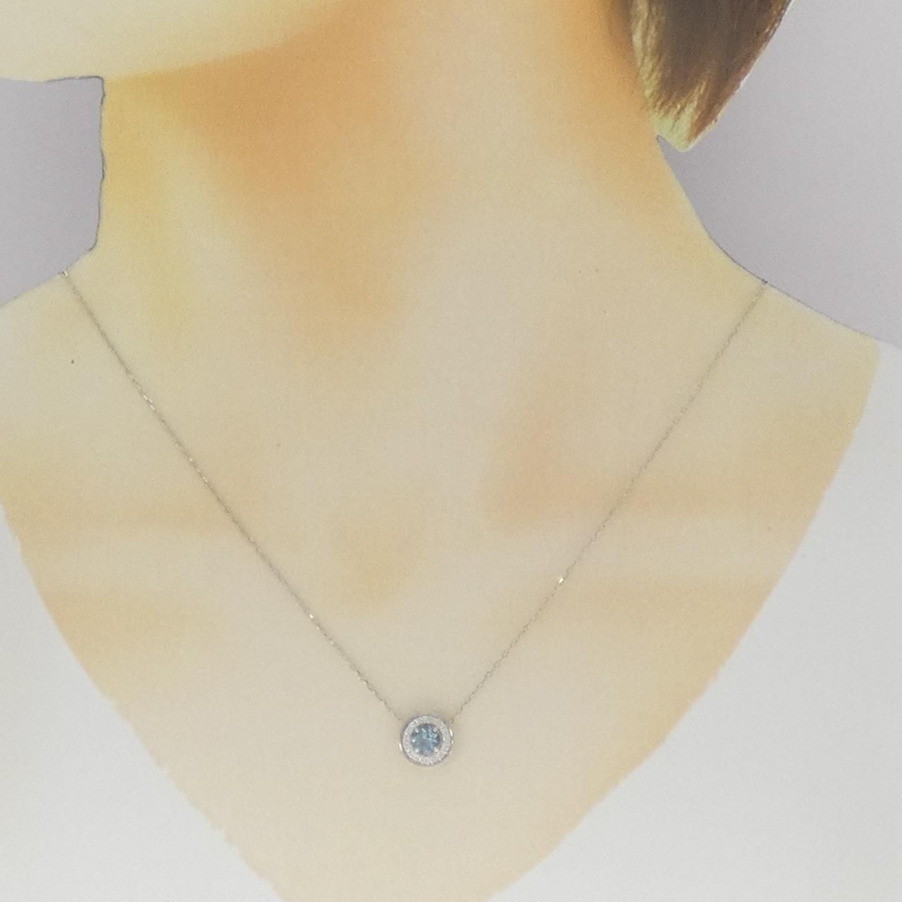  PT 900 850 アクアマリン ネックレス 0.37 CT ネックレス アクセサリー