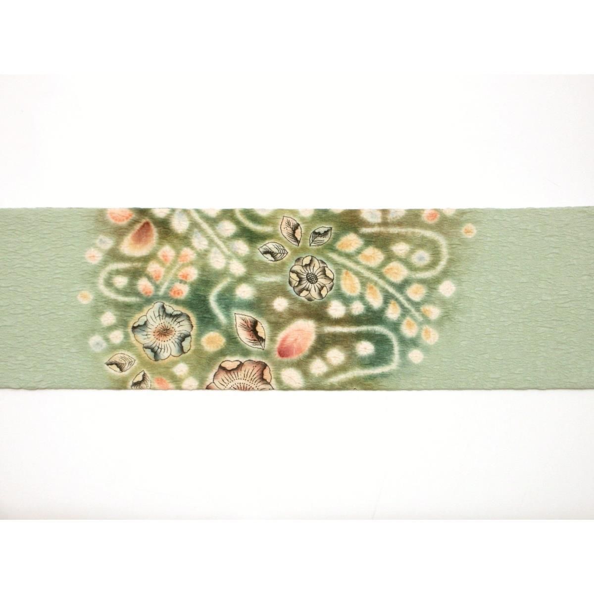  名古屋帯 染帯 ふくれ織 友禅加工絞り入 名古屋帯 帯