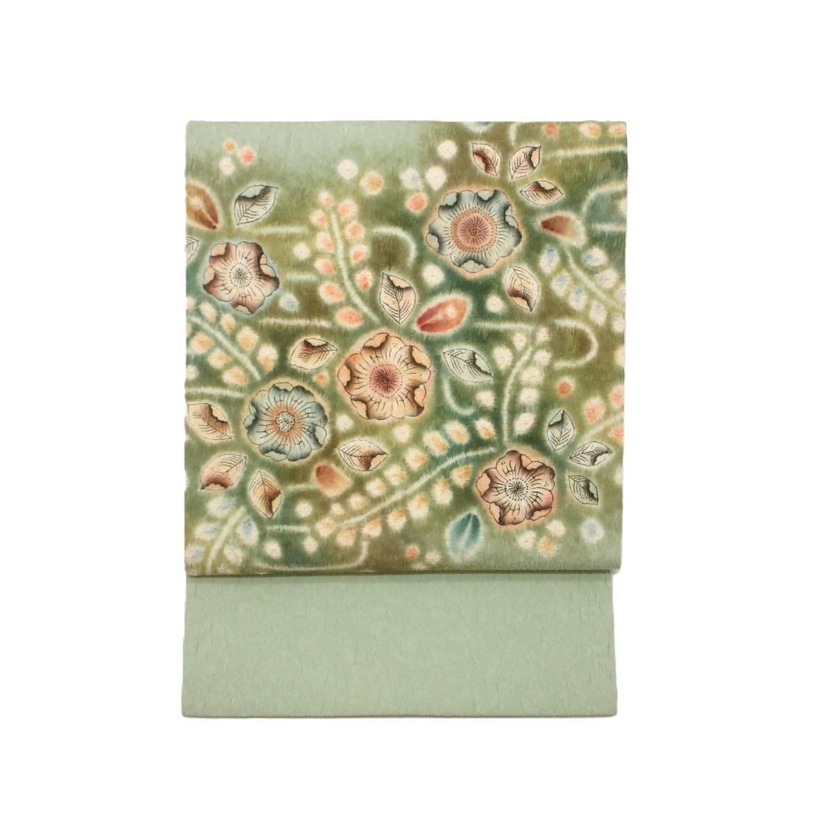 名古屋帯 染帯 ふくれ織 友禅加工絞り入