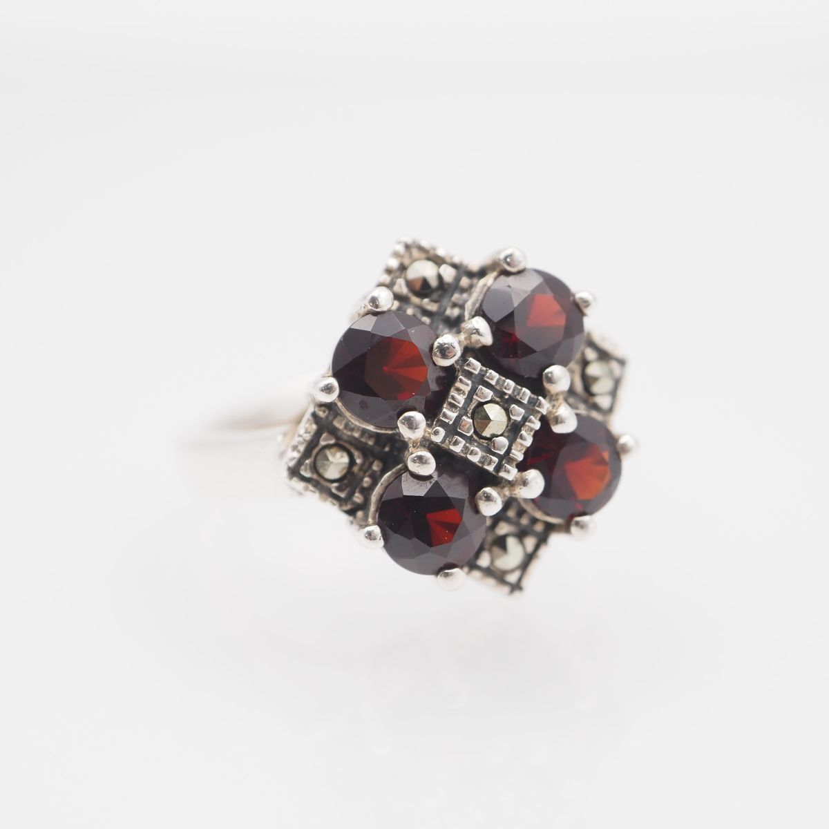 J754 ガーネット マーカサイト マルカジット 925刻印 リング ゴールド