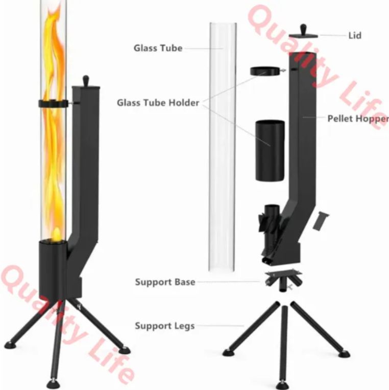  58インチペレットストーブ パティオヒーター木質ペレットヒーター 屋外用ペレットファイヤーピット 無煙木質ペレット燃焼炎 屋外裏庭焚き火 キャンプパティオガーデンピクニック用暖炉 その他 ライト ランタン