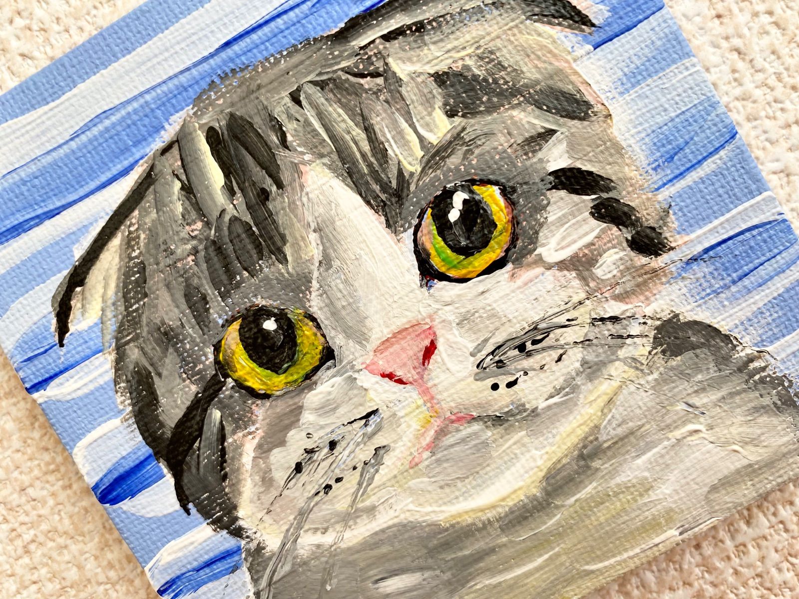 猫 ミニキャンバス アクリル画 - メルカリ