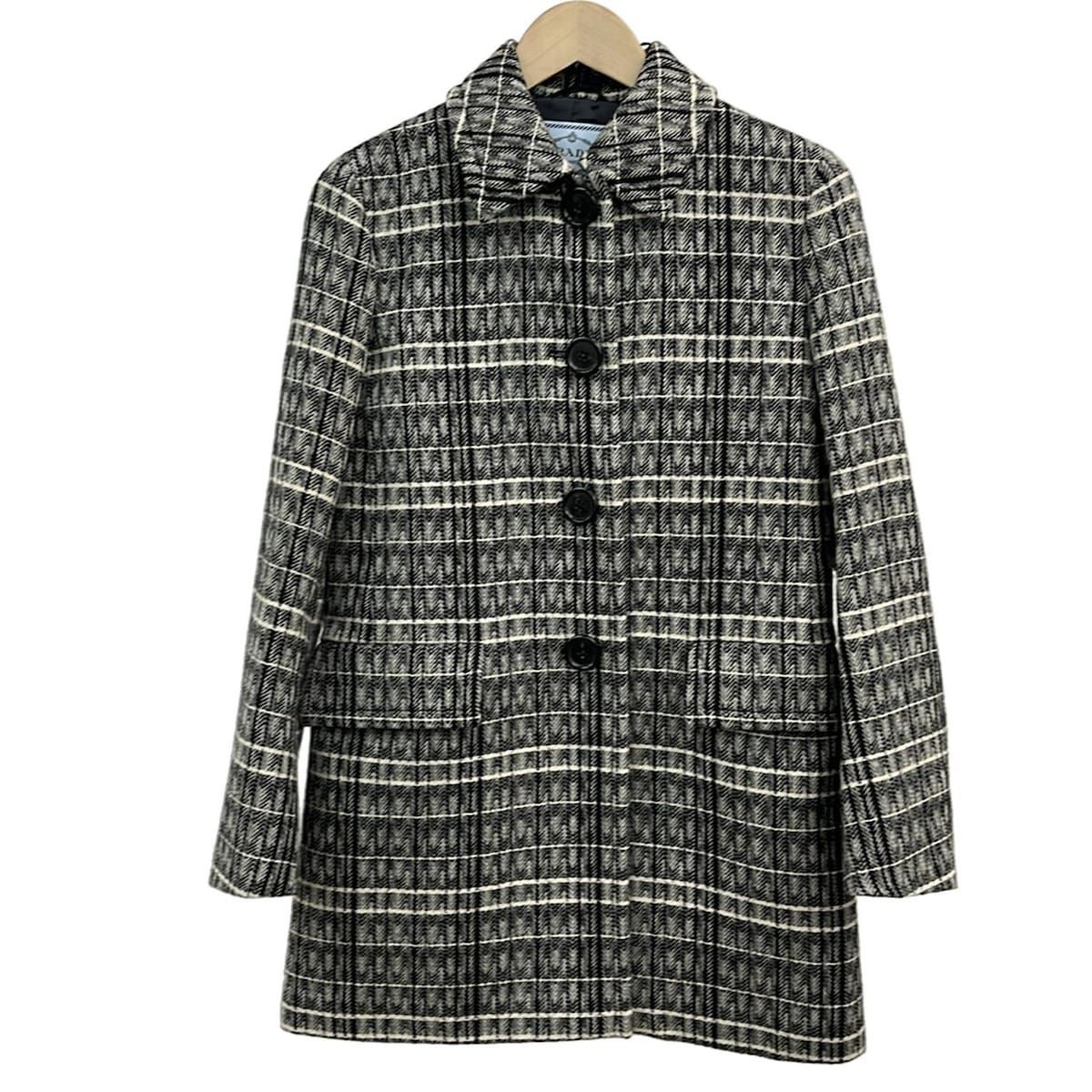 PRADA(プラダ) コート サイズ40 M レディース美品 黒×白 長袖/秋/冬