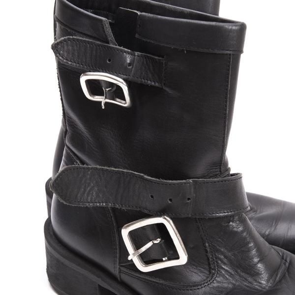 TRUNK HIROKO KOSHINO レザー ナイロン ブーツ 23㎝ ヒロココシノ トランクHIROKO KOSHINO TRUNK ベルテッドミドル丈レザー