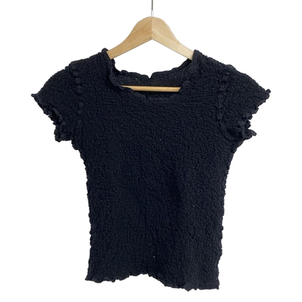 me ISSEY MIYAKE ミー イッセイミヤケ 半袖カットソー レディース ダークネイビー クルーネック プリーツ