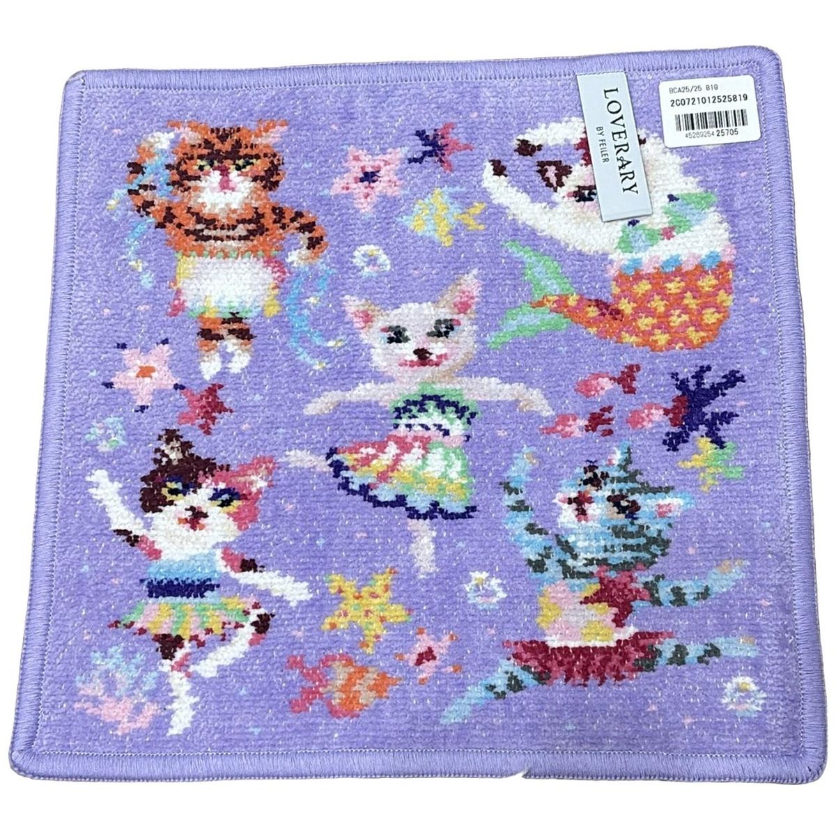 FEILER フェイラー 小物 - ライトパープル×オレンジ×マルチ ハンドタオル LOVERARY バレリーナキャット
