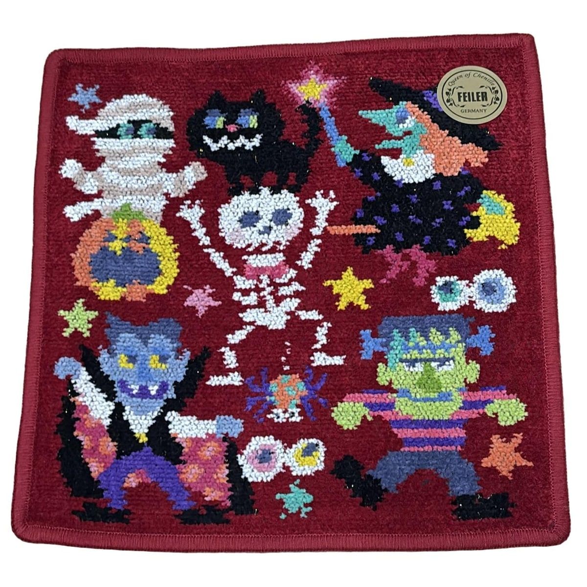 FEILER フェイラー 小物 ボルドー 白 マルチ ハンドタオル LOVERARY モンスター ラメ