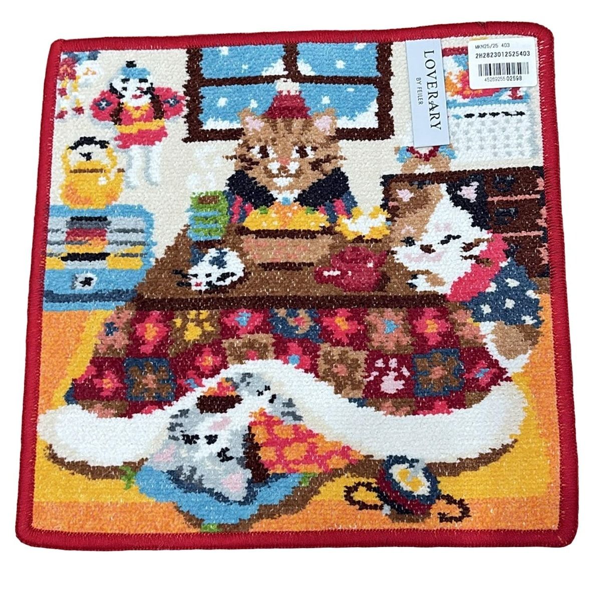 FEILER フェイラー 小物 - ベージュ×オレンジ×マルチ ハンドタオル LOVERARY マッタリコタツネコ