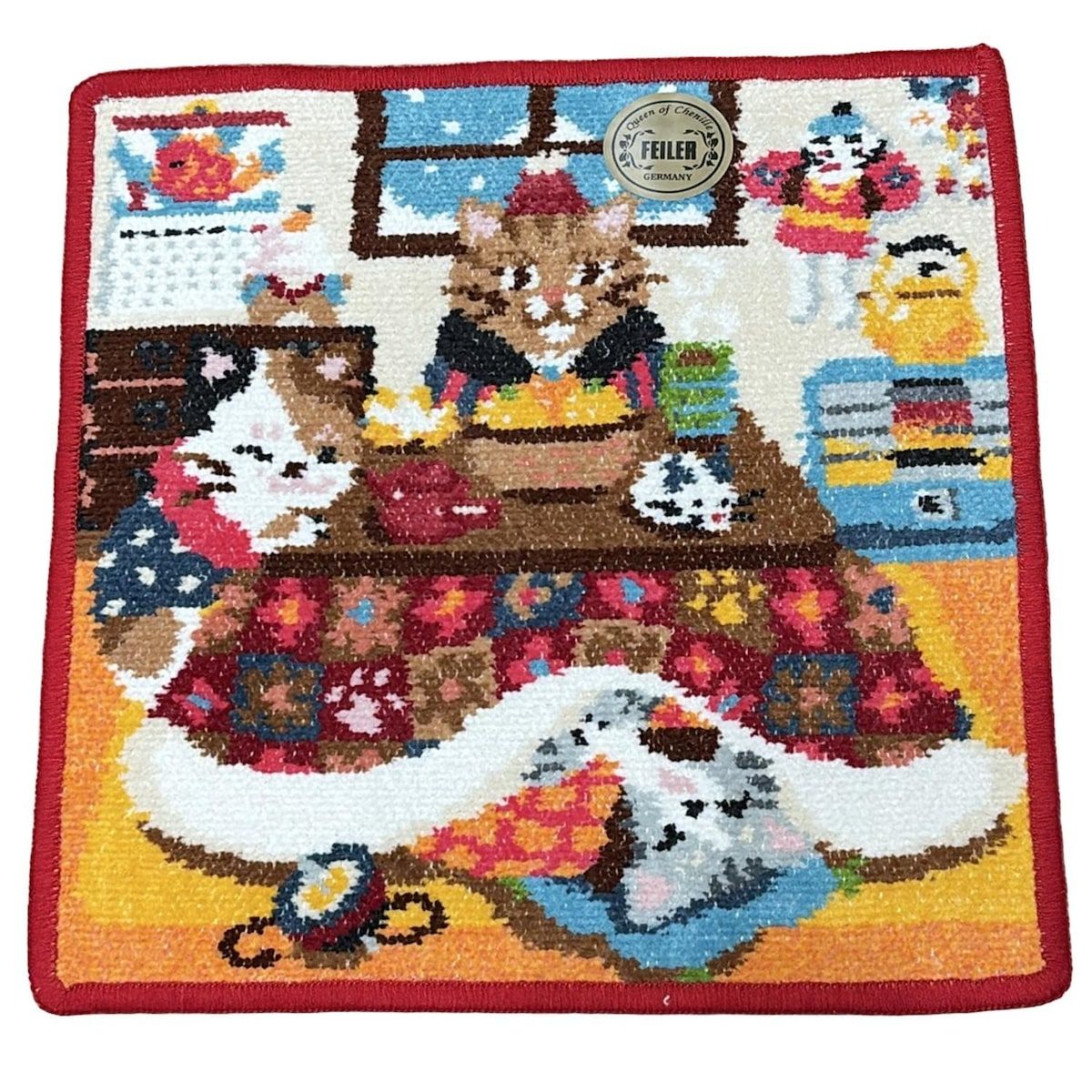 FEILER フェイラー 小物 - ベージュ×オレンジ×マルチ ハンドタオル LOVERARY マッタリコタツネコ