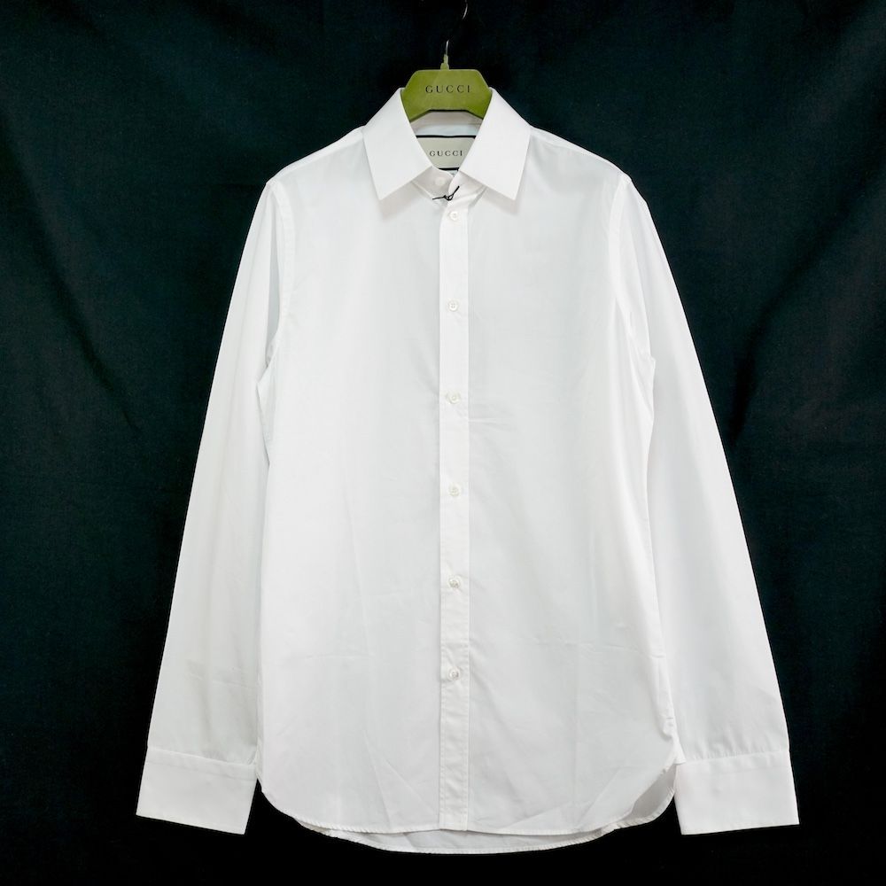 GUCCI ホワイト 長袖シャツ 38 2020 GUCCI グッチ ボタンダウン ドレス シャツ コットン ホワイト 38