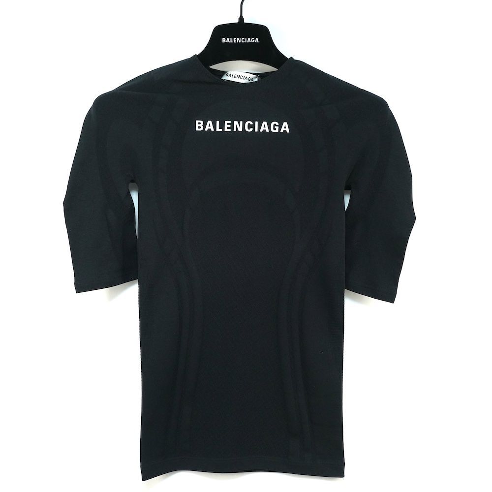バレンシアガ フロント ロゴ スポーツ ウエア 5分袖 Tシャツ ブラック 530049 TAV 67 1000