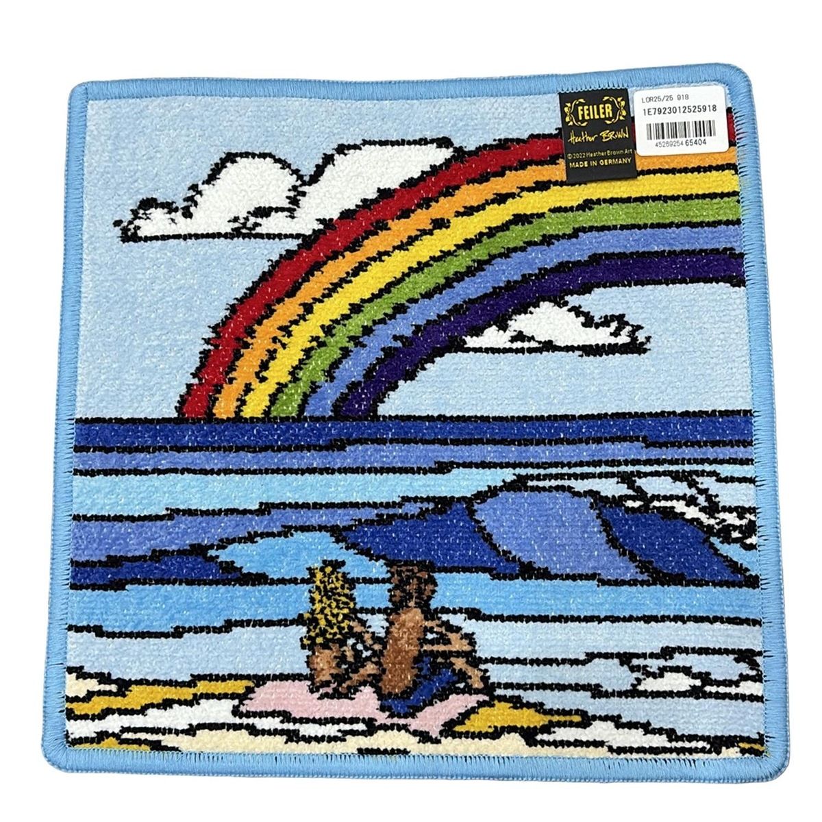 FEILER フェイラー 小物 - ライトブルー×ネイビー×マルチ ハンドタオル ラブアンダーザレインボー ヘザー ブラウンコラボ