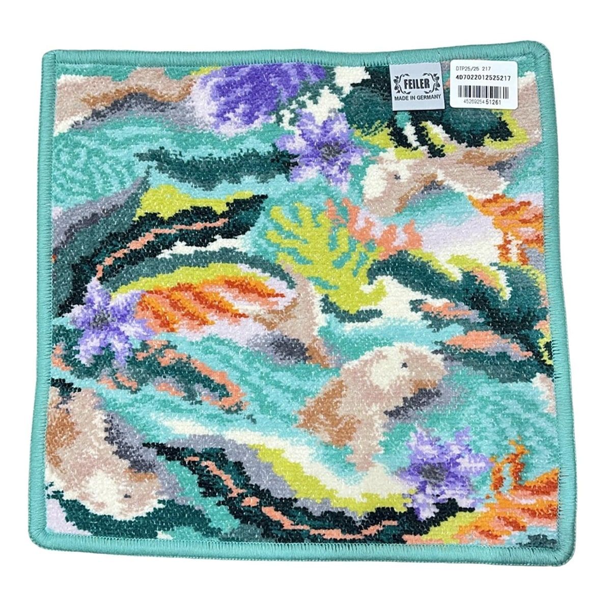 FEILER フェイラー 小物 - グリーン×オレンジ×マルチ ハンドタオル クリアレーベル デュゴントロピック