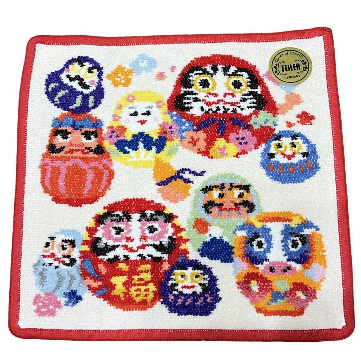 FEILER フェイラー 小物 - アイボリー×レッド×マルチ ハンドタオル LOVERARY カイウンダルマ