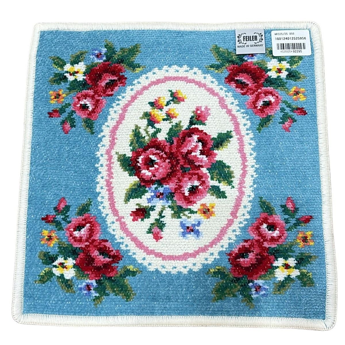 FEILER フェイラー 小物 - ライトブルー×白×マルチ ハンドタオル マドモワゼルローズ