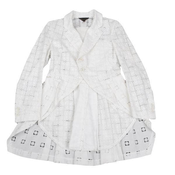 コムデギャルソンCOMME des GARCONS レースコットン燕尾ジャケット 白S