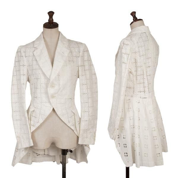 コムデギャルソンCOMME des GARCONS レースコットン燕尾ジャケット 白S