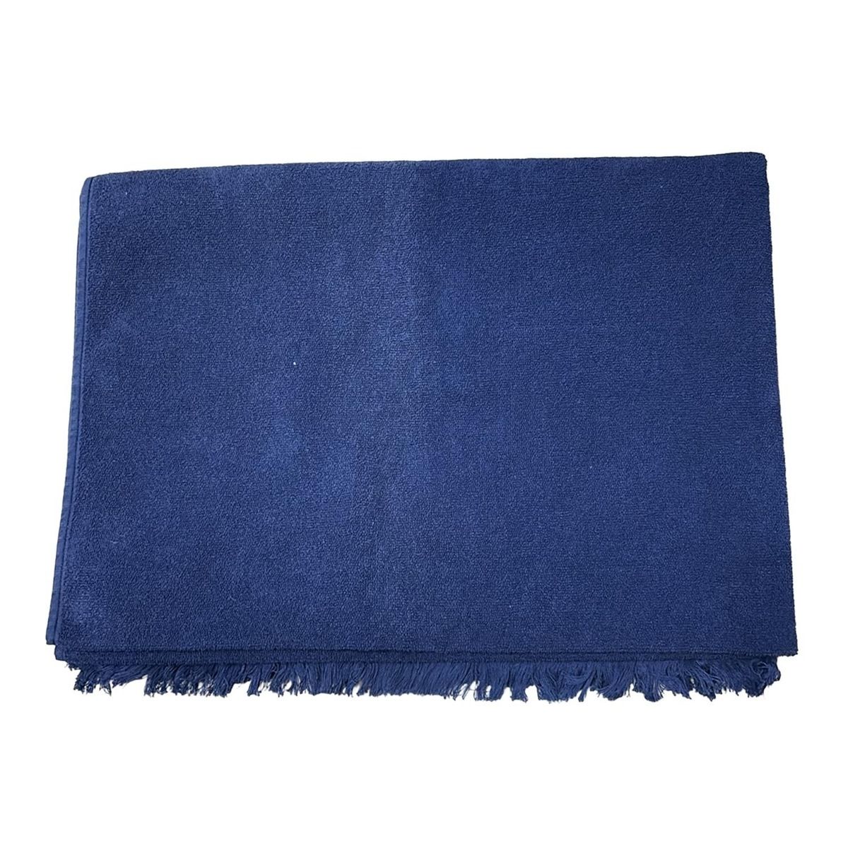 HERMES 新品ネイビー コットン フェイスタオル HERMES(エルメス) 小物美品 - ネイビー×白 ビーチタオル/BAIN コットン