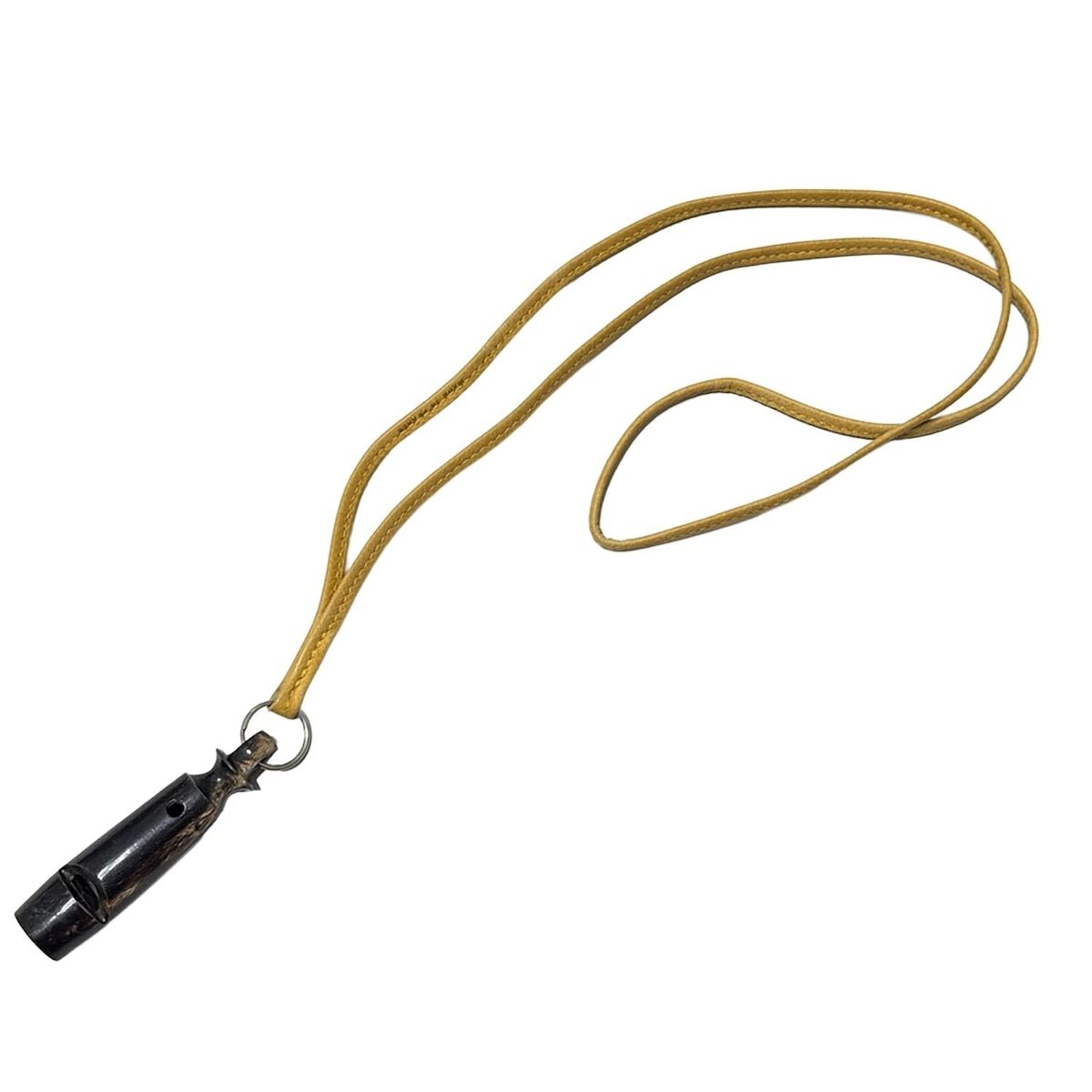 HERMES エルメス 小物 シフレ ダークブラウン ダークイエロー ホイッスル レザー