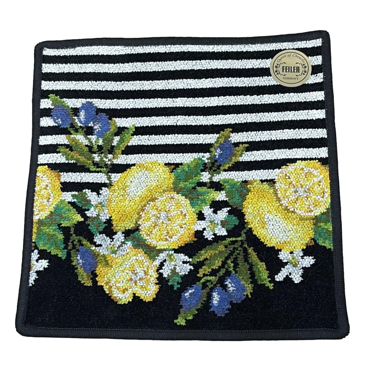 FEILER フェイラー 小物 - 黒×白×マルチ ハンドタオル シチリアーノボーダー