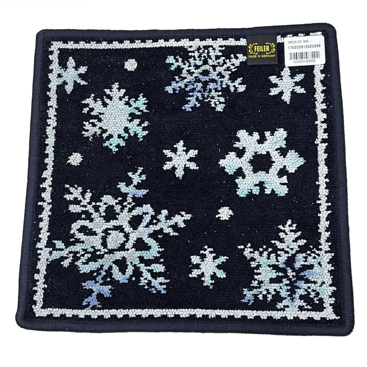 FEILER フェイラー 小物 - 黒×白×マルチ ハンドタオル スノークリスタルホワイト ラメ