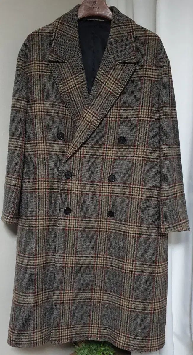 coor ウール チェック ダブルコート