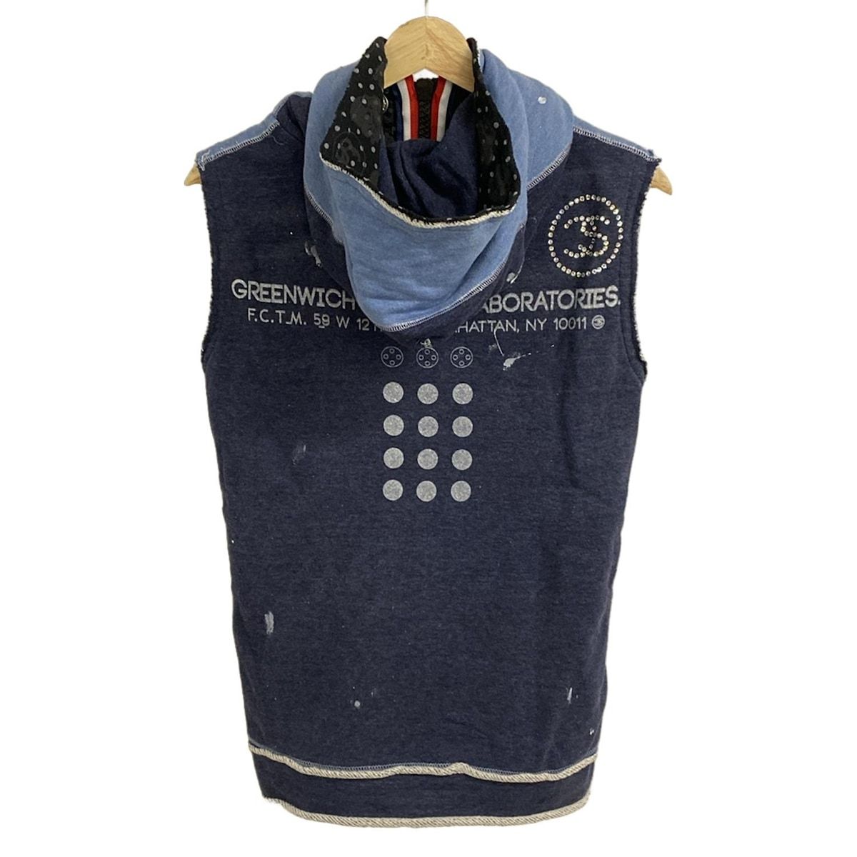 FranCisT_MOR.K.S. フランシストモークス ベスト サイズ2 M レディース - ライトブルー×ダークネイビー スカル ラインストーン