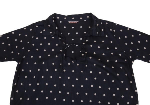 45rpm 45R umii908 コットンドットプリントブラウス 紺グレー2 - メルカリ
