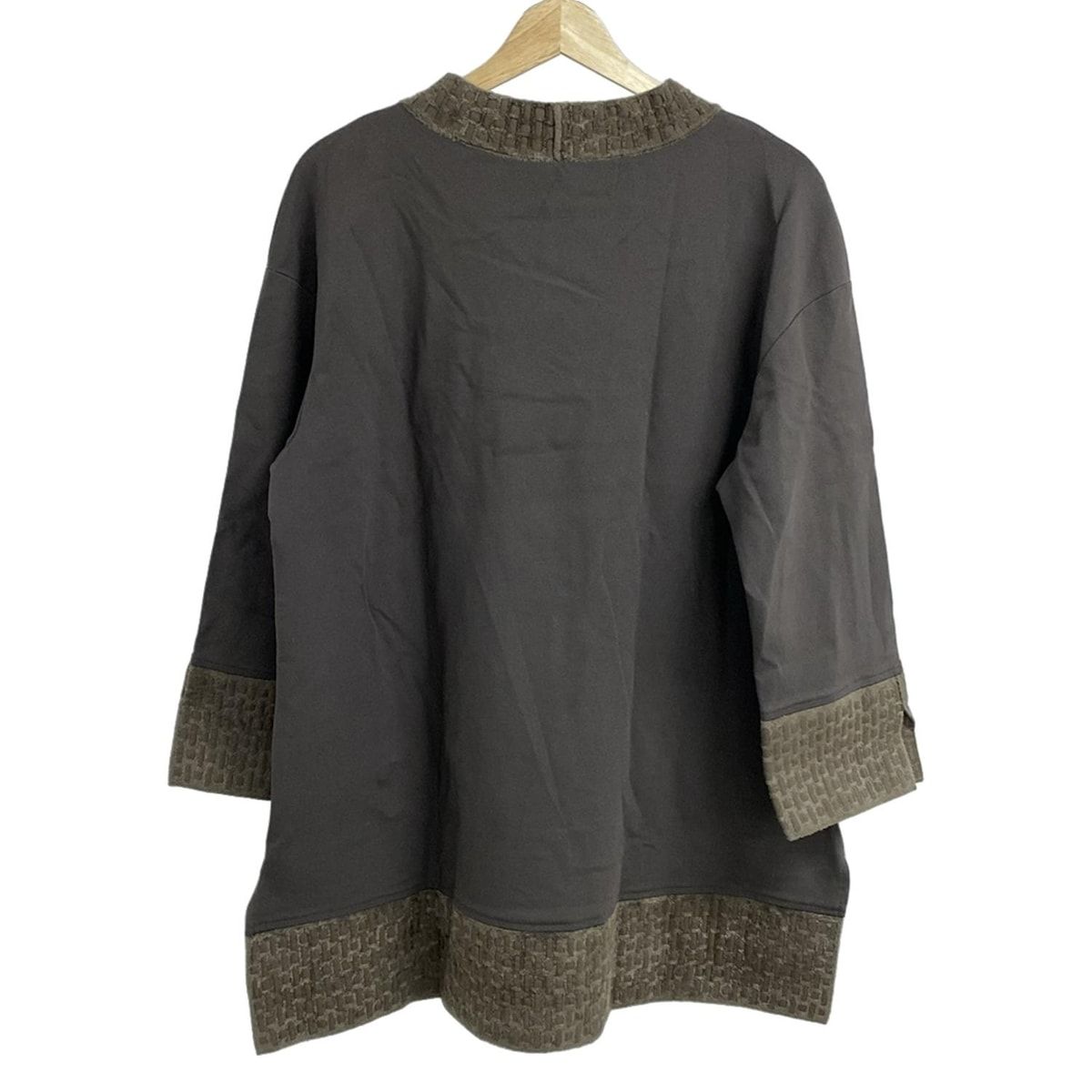 Leilian レリアン チュニック サイズ13 S レディース - ダークグレー×ダークブラウン ハイネック 長袖 SHEIS SOコラボ