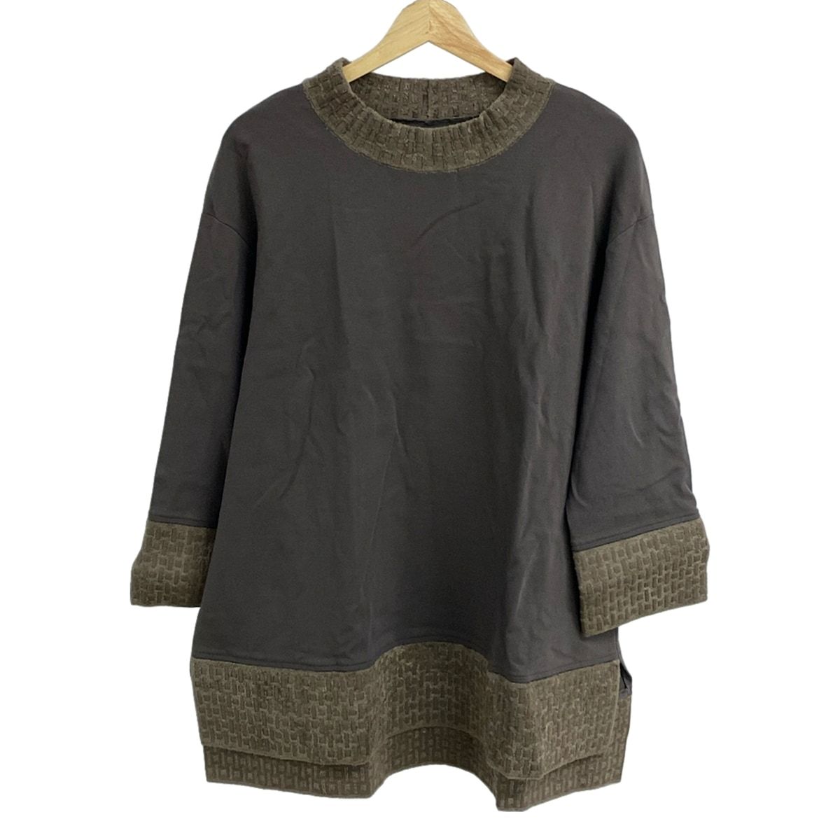 Leilian レリアン チュニック サイズ13＋ S レディース - ダークグレー×ダークブラウン ハイネック|長袖|SHEIS SOコラボ