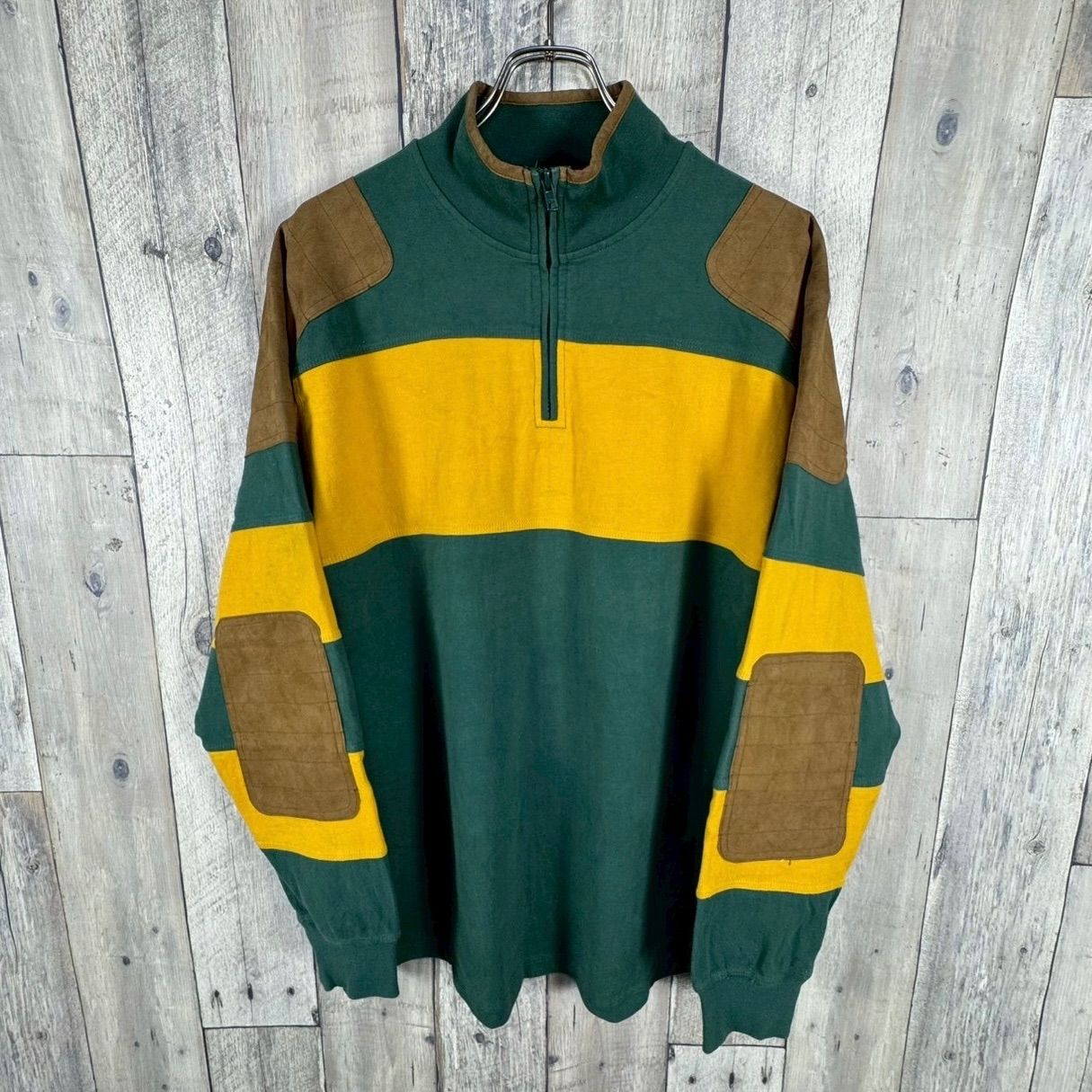 OLD ORVIS 90 s オービス ショルダーパッチ エルボーパッチ ハーフジップ ロンT 長袖 Tシャツ メンズ M サイズ