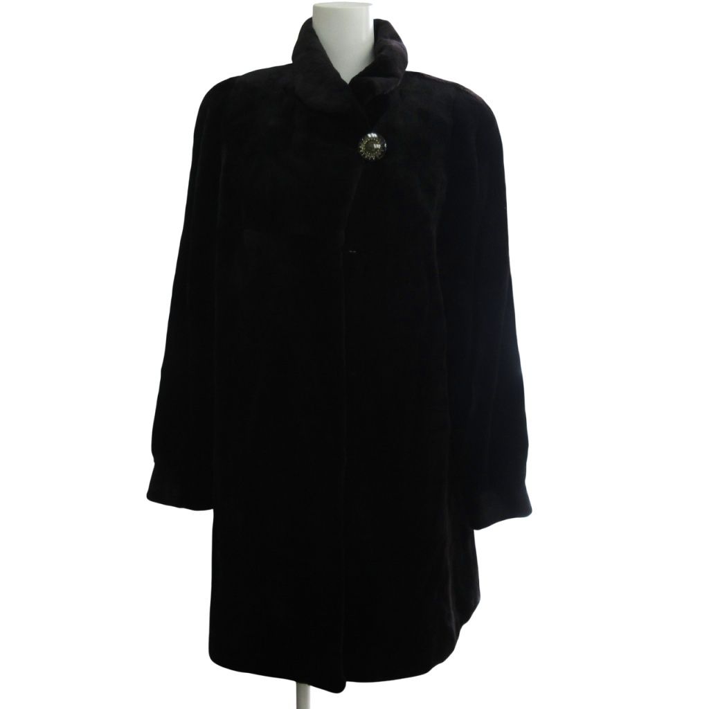 サガミンク SAGA MINK  金サガ 美品 シェアードミンクファー コート 毛皮 本毛皮 着丈92cm 黒 ブラック M 11号 ■MNK2