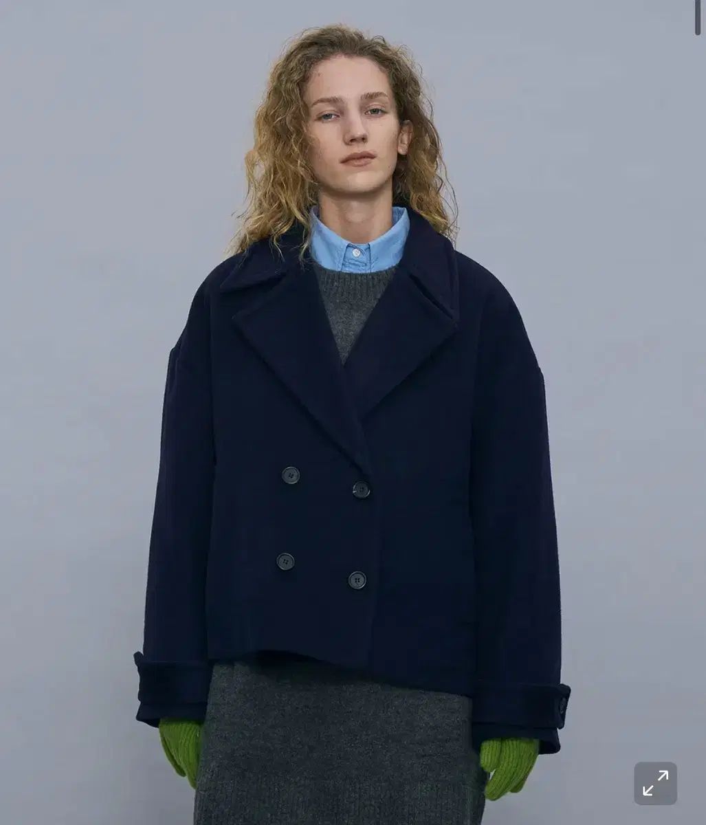 PARTIMENTO ウールブレンド ピーコート ネイビー