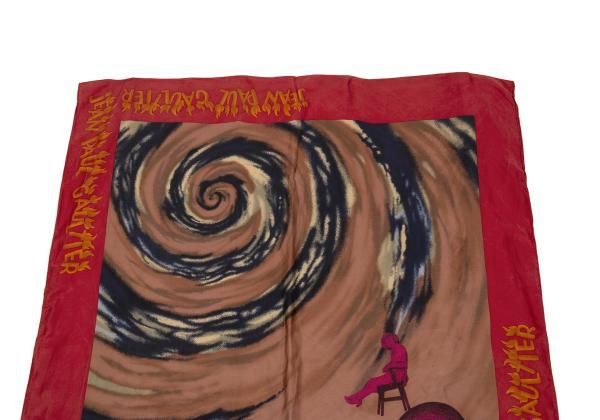 ジャンポールゴルチエJean Paul GAULTIER アートプリントスカーフ 赤茶