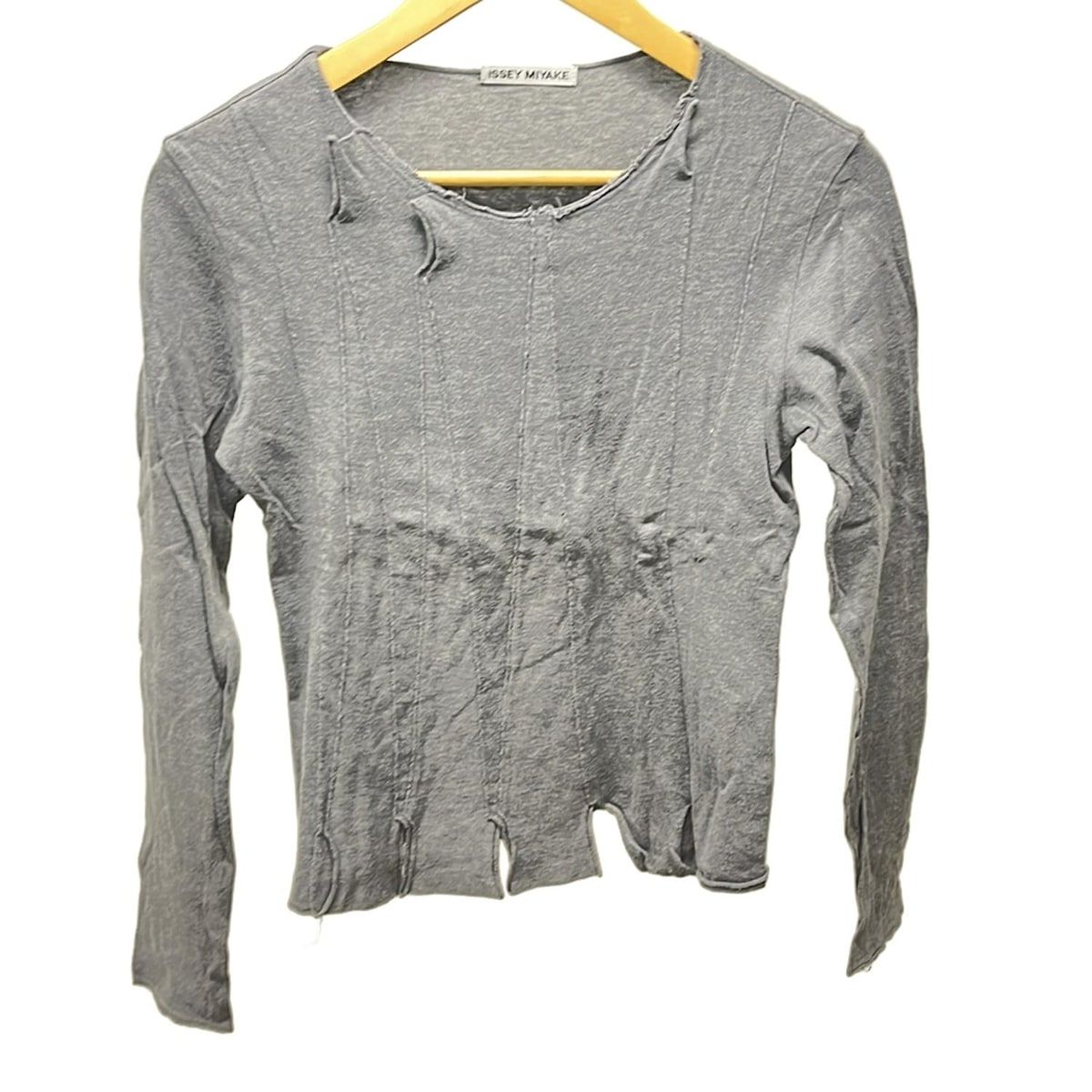 イッセイミヤケ 長袖カットソー サイズ2 M レディース グレー クルーネック