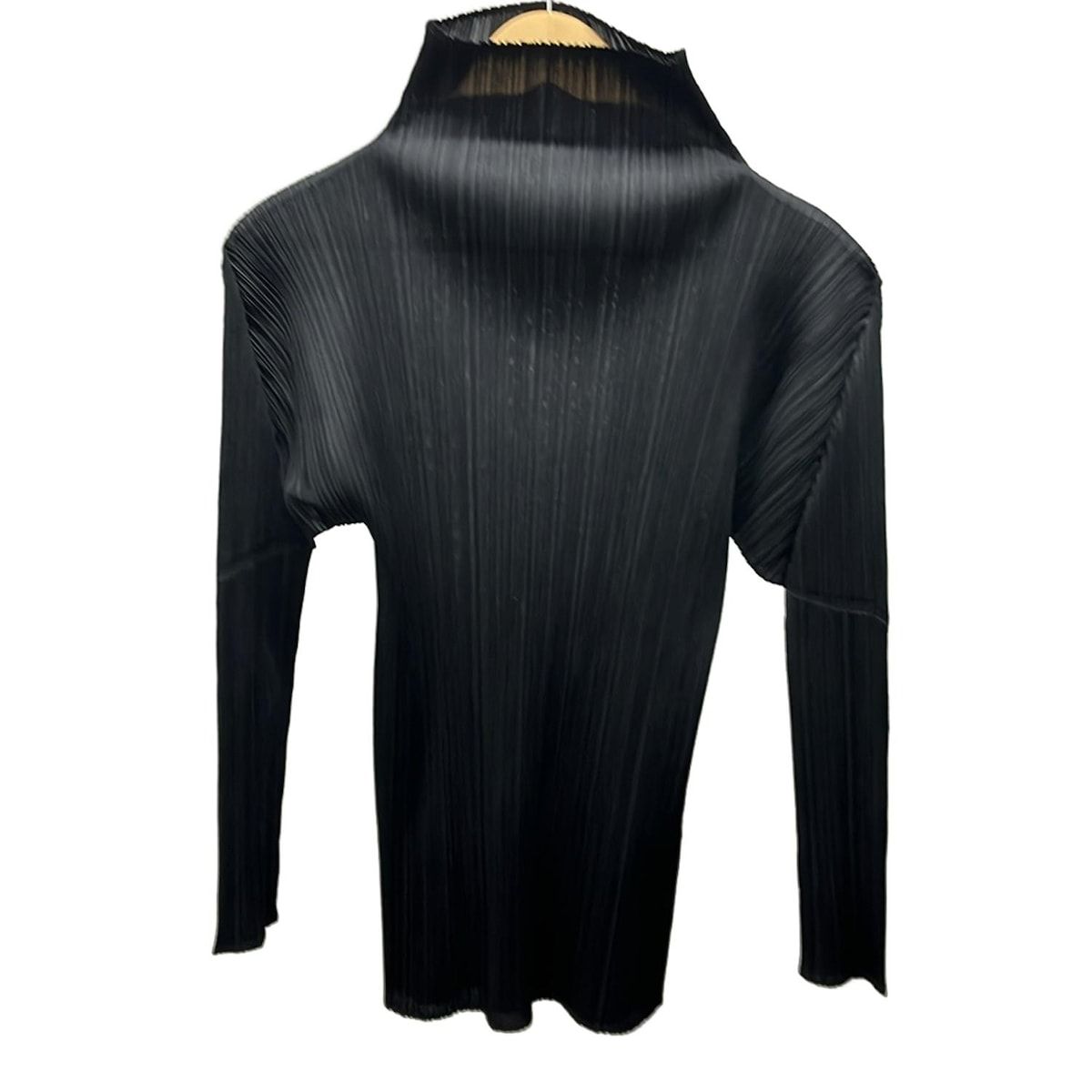 ISSEYMIYAKE イッセイミヤケ 長袖カットソー サイズM レディース 黒 ハイネック プリーツ