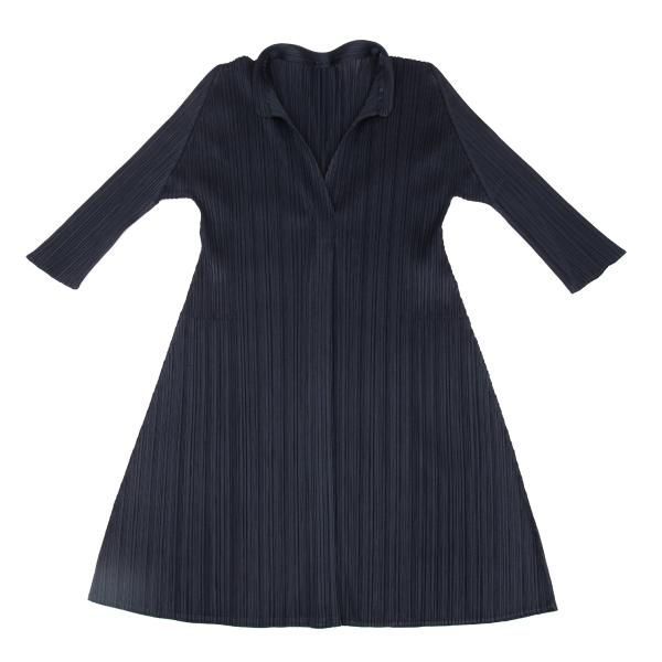 プリーツプリーズPLEATS PLEASE 七分袖プリーツスキッパーフレア