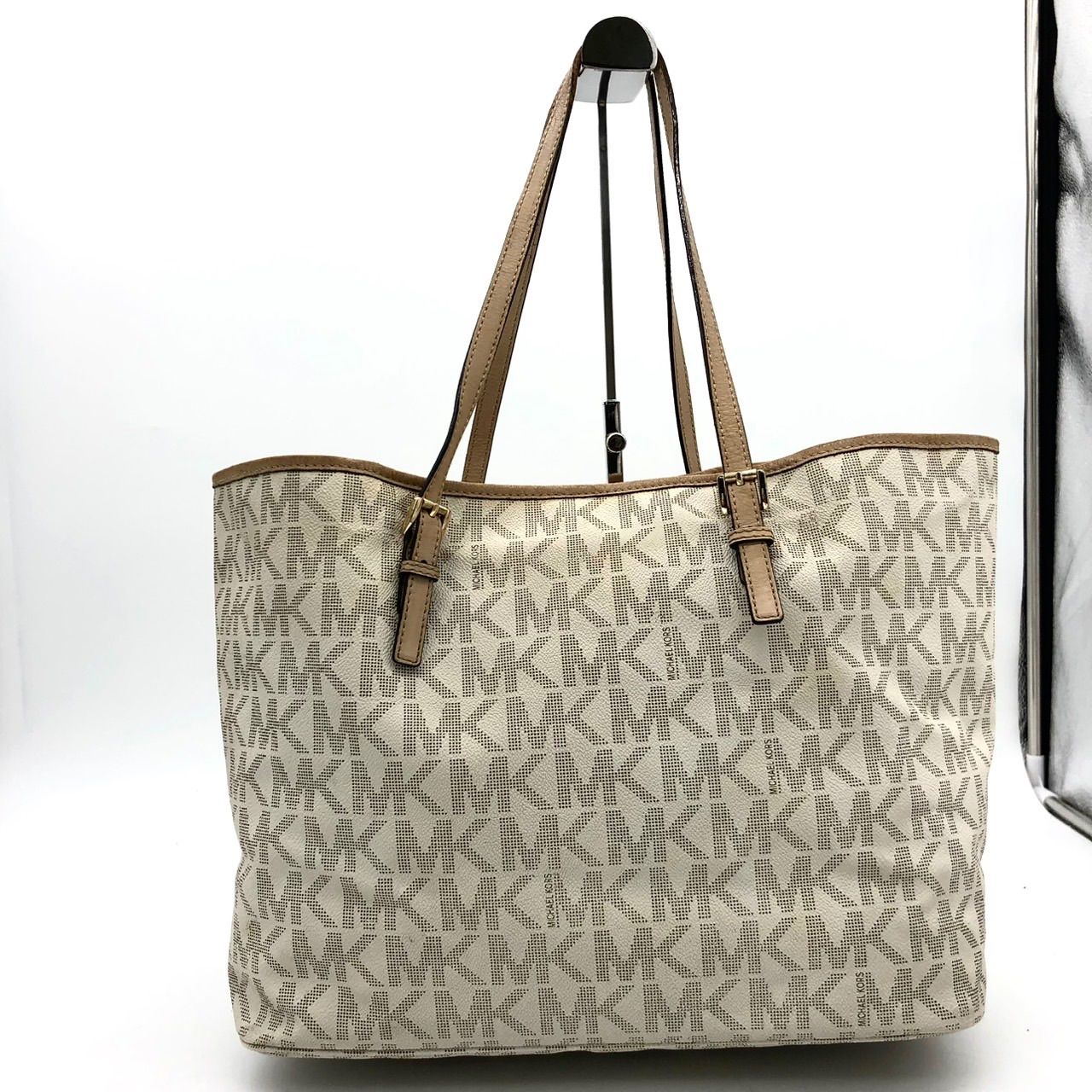 美品】 MICHAEL KORS トートバッグ 総柄 PVC レザー A4可 美品)大人気 