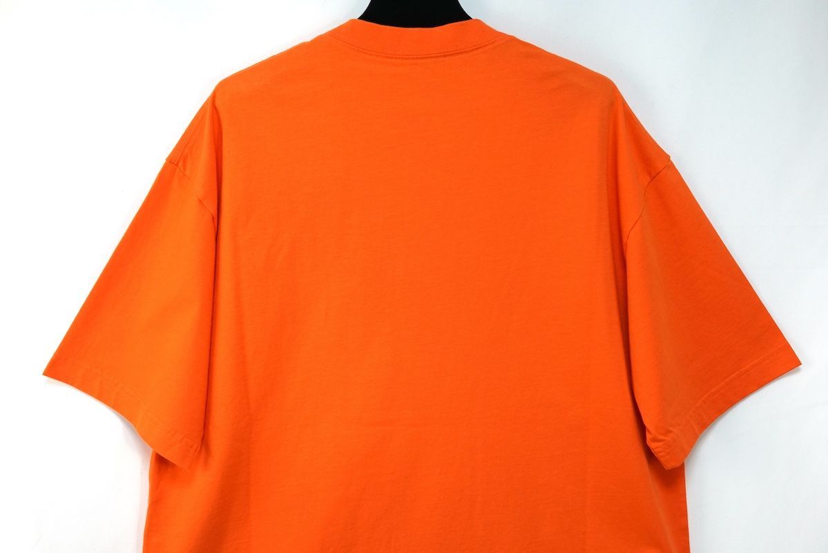 BALENCIAGA バレンシアガ フロント ロゴ 刺繍 Tシャツ オレンジ XS