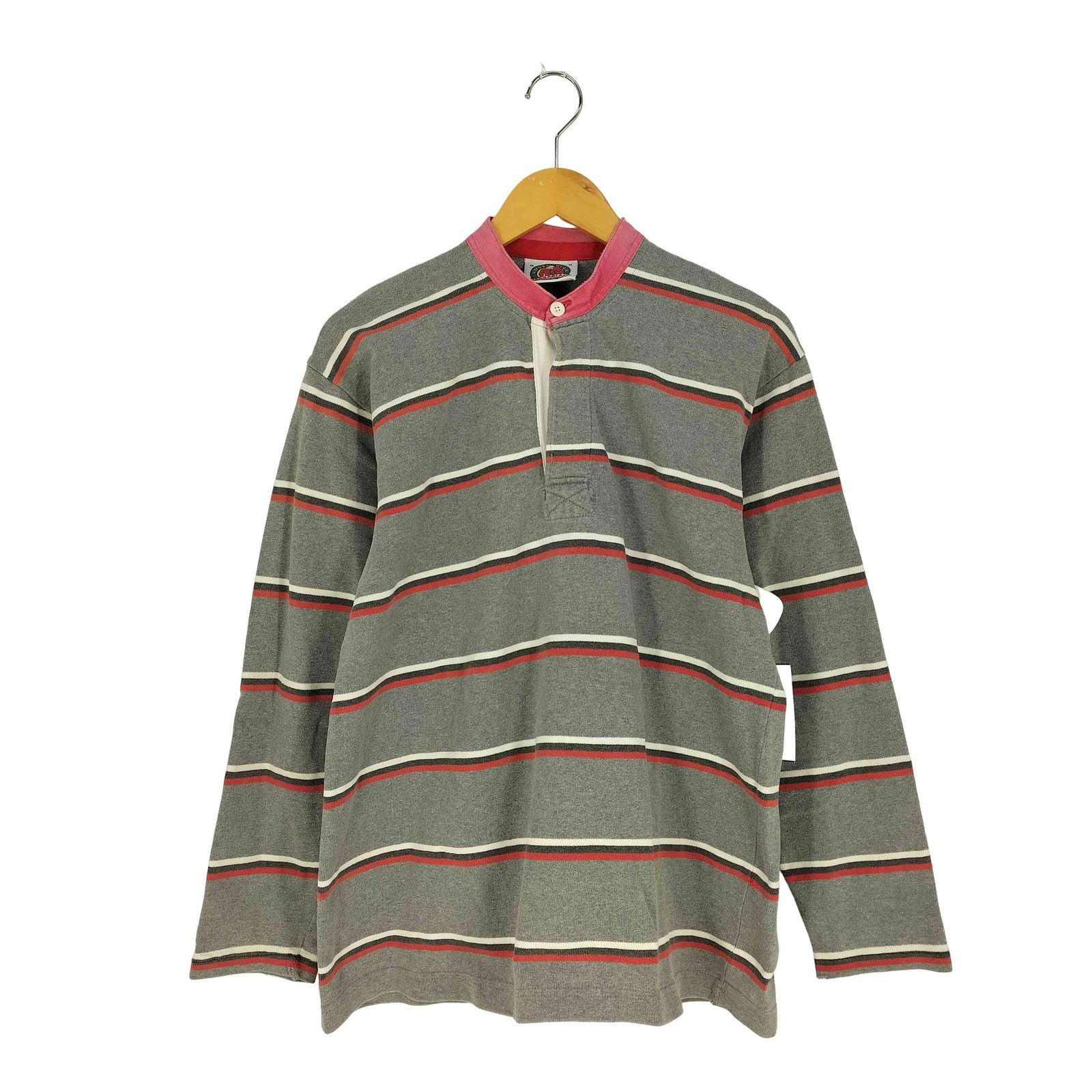 希少90s カナダ製 バーバリアン x F1 長袖 ラガーシャツ ボーダー柄