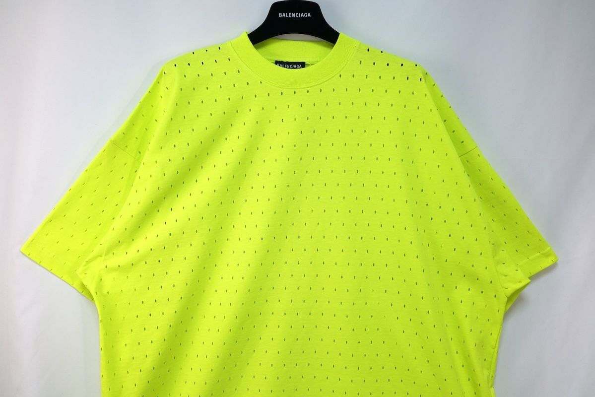 バレンシアガ メッシュ オーバーサイズ Ｔシャツ カットソー ネオン イエロー 170|96Ａ ♥