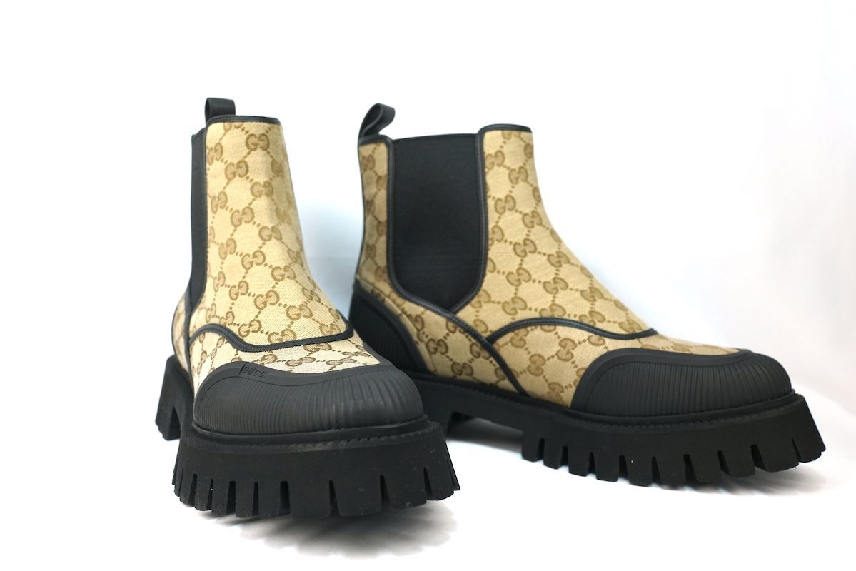 GUCCI GG Jacquard Canvas Ankle Boots グッチ ジャカード キャンバス アンクル ブーツ サイドゴア 11. 約30.5 cm 739777