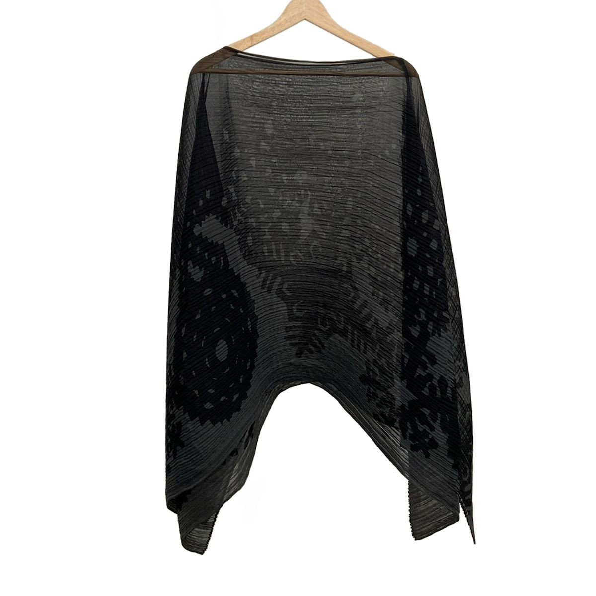 PLEATS PLEASE プリーツプリーズ ポンチョ レディース - グレー×黒 プリーツ 秋 春